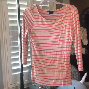 Willi Smith coral/pink and beige cross front top